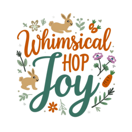 whimsical hop joy SVG PNG design with orange and green floral elements