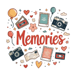 memories photography SVG PNG design with bold lettering, red floral elements