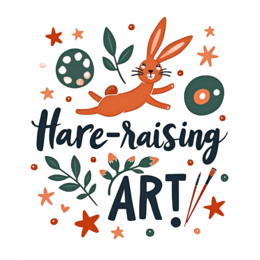 hare SVG PNG design with bold lettering, orange and red floral elements