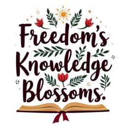quotes knowledge blossoms SVG PNG design with red and green floral elements, an uplifting message