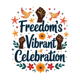 freedom vibrant celebration shirt SVG PNG design with bold lettering, floral elements, an uplifting message