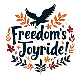 freedom foliage SVG PNG design with bold lettering, black and orange floral elements