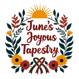 june tapestry flower SVG PNG design with bold lettering, red and green floral elements
