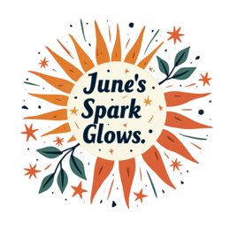 june spark glows SVG PNG design with bold lettering, orange and yellow floral elements