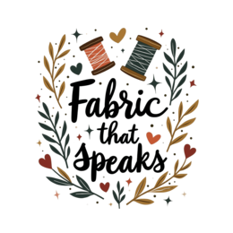 fabric creativity SVG PNG design with bold lettering, orange and red floral elements