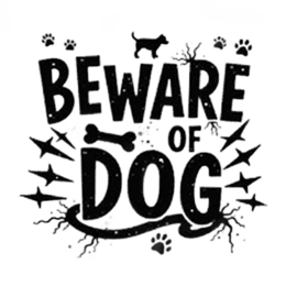 beware dog warning SVG PNG design with bold lettering