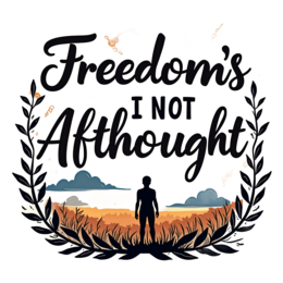 quote freedom wreath SVG PNG design with bold lettering, black and orange floral elements