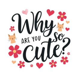 cute flower SVG PNG design with hand-drawn style, bold lettering, white and pink floral elements