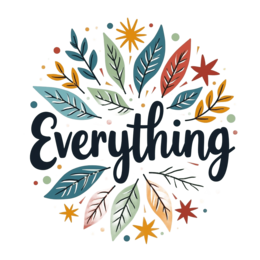 nature leaves stars SVG PNG design with hand-drawn style, bold lettering, orange and red floral elements