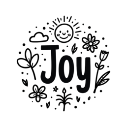joy sunflowers SVG PNG design with bold lettering, black and white floral elements