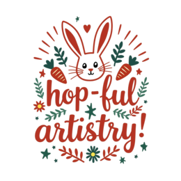 hop ful artistry rabbit SVG PNG design with bold lettering, red and green floral elements