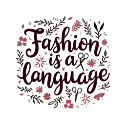 fashion language quote SVG PNG design with hand-drawn style, black and pink floral elements