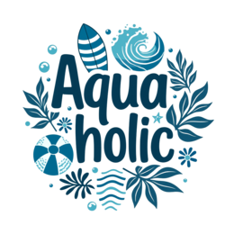 aquatic SVG PNG design with bold lettering, white and green floral elements