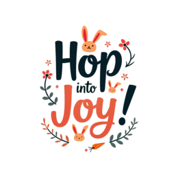 hop joy bunnies SVG PNG design with floral elements