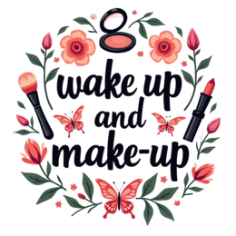 wake up make floral SVG PNG design with hand-drawn style, bold lettering, floral elements