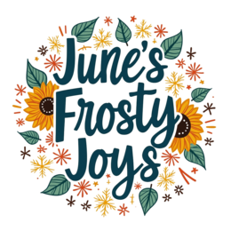 june frosty joys SVG PNG design with hand-drawn style, bold lettering, green and yellow floral elements