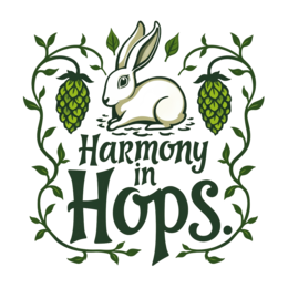 harmony hops SVG PNG design with bold lettering, white and green floral elements