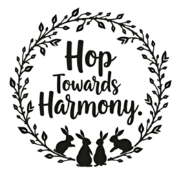 hop bunnies harmony wreath SVG PNG design with hand-drawn style, black and white floral elements