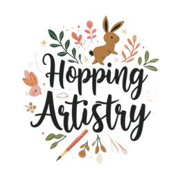 hopping bunny artistry floral SVG PNG design with bold lettering, pink and green floral elements