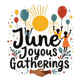 june gatherings floral SVG PNG design with hand-drawn style, bold lettering, yellow floral elements
