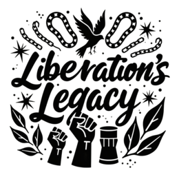 liberation legacy SVG PNG design with bold lettering, black and white floral elements