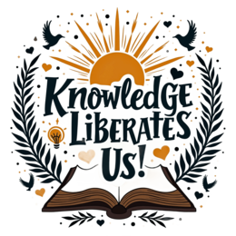 knowledge liberates sun SVG PNG design with bold lettering, an uplifting message