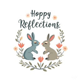 hoppy reflections bunnies SVG PNG design with red and green floral elements