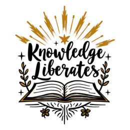 knowledge book SVG PNG design with black and white floral elements, an uplifting message