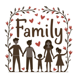 family love floral SVG PNG design with bold lettering, pink and red floral elements