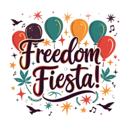 freedom fiesta balloon SVG PNG design with bold lettering