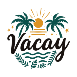 vacay palms sunset SVG PNG design with bold lettering, black and green floral elements