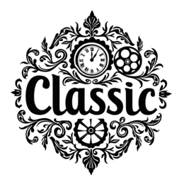 classic vintage floral SVG PNG design with bold lettering, black and white floral elements