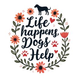 quotes flower dog SVG PNG design with black and orange floral elements, an uplifting message