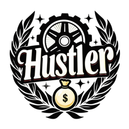 hustle graphics SVG PNG design with bold lettering, black and white floral elements