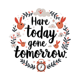 quotes bunnies SVG PNG design with bold lettering, black and white floral elements