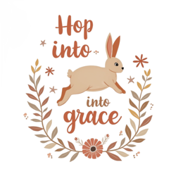 artistic bunny flora SVG PNG design with bold lettering, peach floral elements, an uplifting message