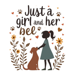 girl dog SVG PNG design with bold lettering, floral elements