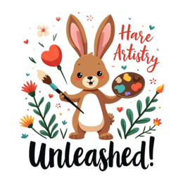 hare artistry creativity SVG PNG design with bold lettering, floral elements