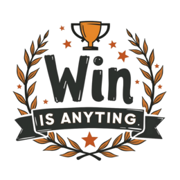 win achievement SVG PNG design with bold lettering, black and white floral elements