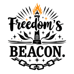 freedom symbol SVG PNG design with bold lettering, black and orange floral elements