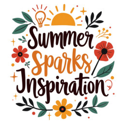 summer sparks inspiration SVG PNG design with hand-drawn style, orange and red floral elements, an uplifting message