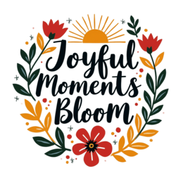 joyful flower SVG PNG design with hand-drawn style, bold lettering, red and green floral elements