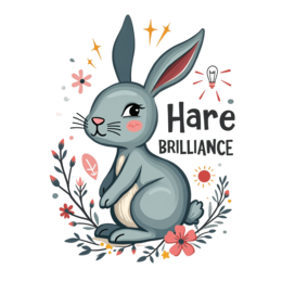 hare illustration flora SVG PNG design with bold lettering, floral elements