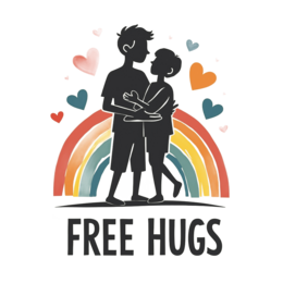 free hugs rainbow SVG PNG design with bold lettering