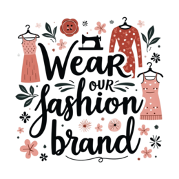 fashion brand SVG PNG design with bold lettering, black and pink floral elements