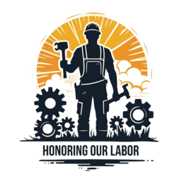 honor labor SVG PNG design with clean design elements, black and orange floral elements, an elegant visual style
