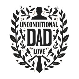 day unconditional dad love SVG PNG design with bold lettering, black and white floral elements, an uplifting message