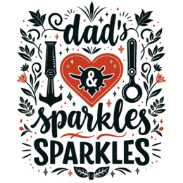 dad sparkles SVG PNG design with hand-drawn style, bold lettering, black and red floral elements