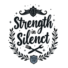strength silence SVG PNG design with bold lettering, black and white floral elements