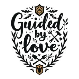 guided by love SVG PNG design with hand-drawn style, bold lettering, black and white floral elements